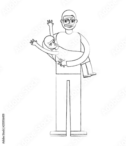 happy grandpa carrying her granddaughter