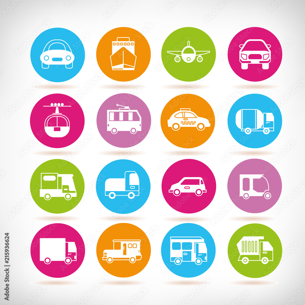 vehicle and transportation icons vehicle and transportation icons