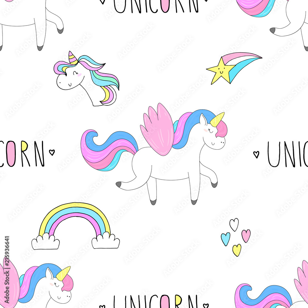 Obraz premium cute unicorn vector pattern