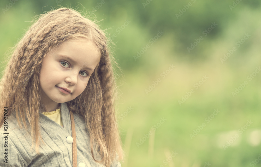 cute little girl is walking in summer cute little girl is walking in summer