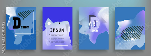 Covers templates set with graphic geometric elements. Applicable for brochures, posters, covers and banners. Vector illustrations.