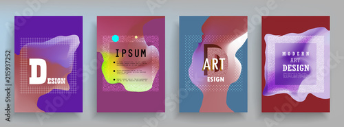 Covers templates set with graphic geometric elements. Applicable for brochures, posters, covers and banners. Vector illustrations.