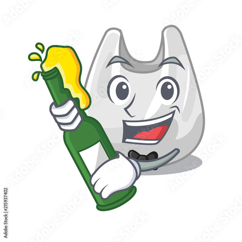 With beer plastic bag mascot cartoon