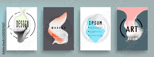 Covers templates set with graphic geometric elements. Applicable for brochures, posters, covers and banners. Vector illustrations.