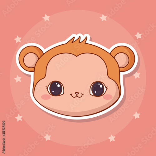 cute monkey icon over pink background  colorful design. vector illustration