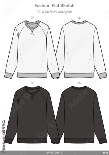 SWEATSHIRTS Fashion flat technical drawing vector template
