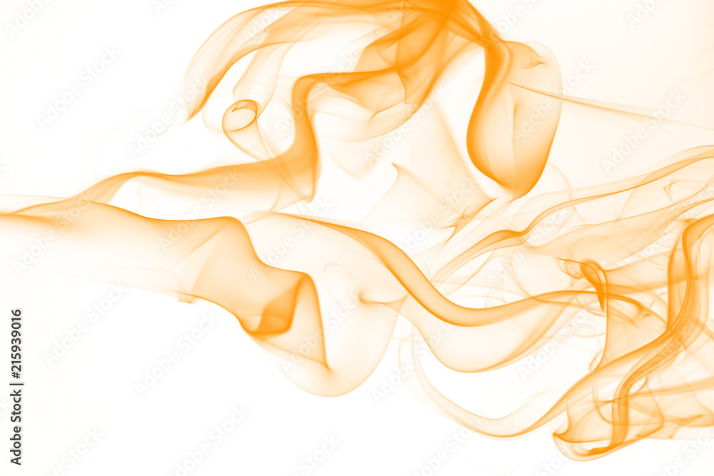 Fototapeta premium beautiful orange smoke abstract on white background.