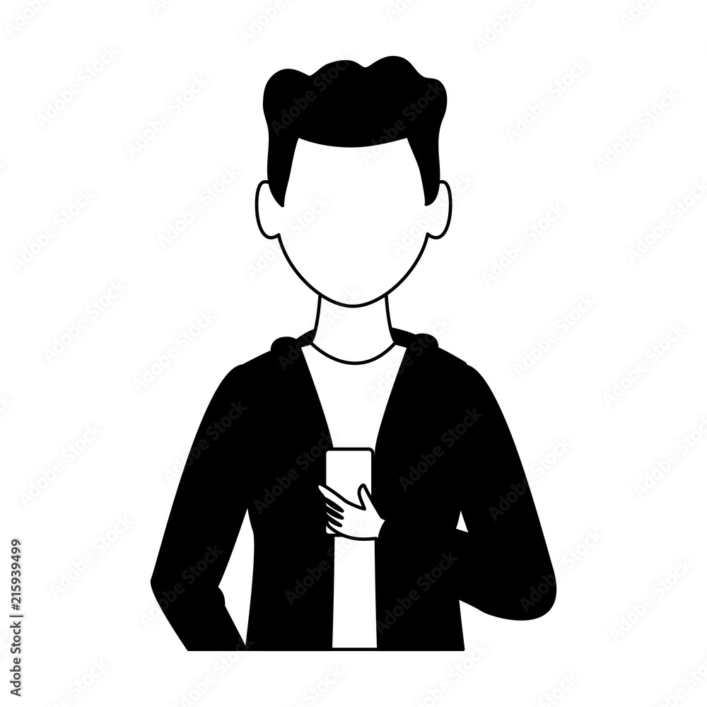 Young man using smartphone vector illustration graphic design Young man using smartphone vector illustration graphic design