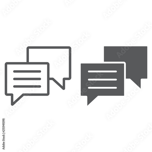 Chat line and glyph icon, dialog and talk, speech bubble messgae sign, vector graphics, a linear pattern on a white background, eps 10. photo