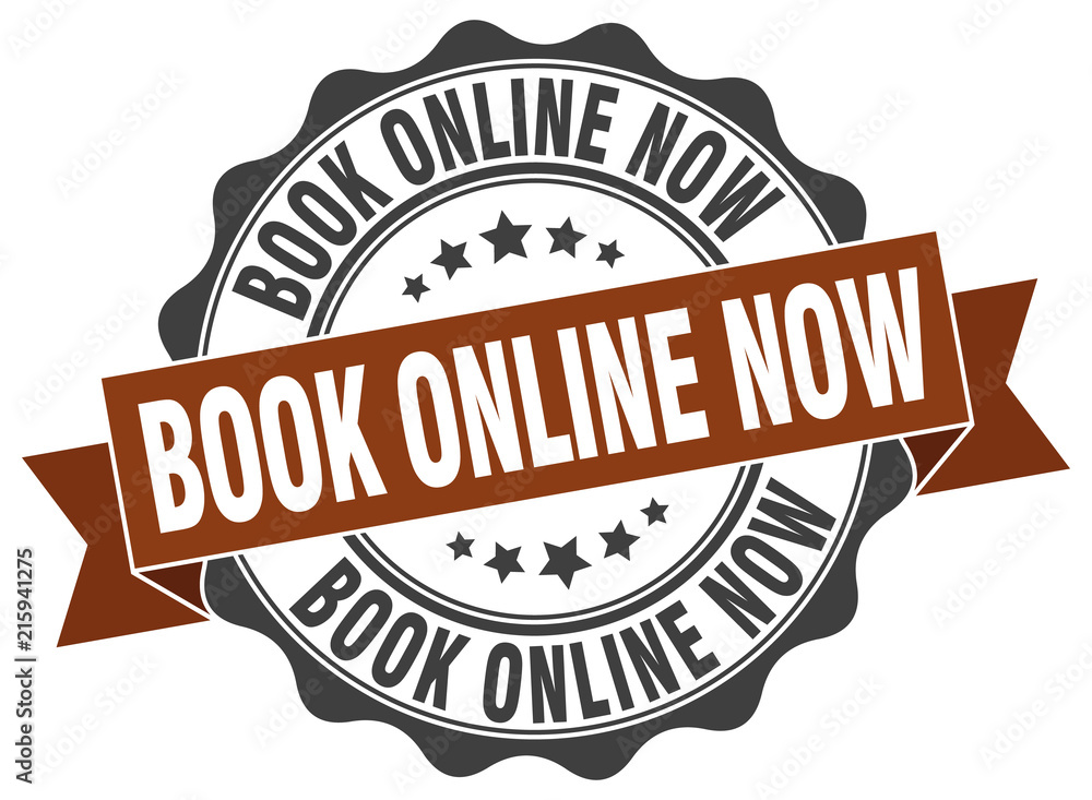 book online now stamp. sign. seal