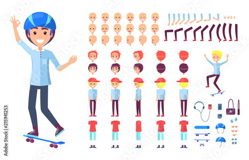 Skater Constructor Collection Vector Illustration