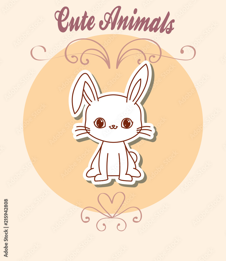 cute animals design with rabbit icon over yellow background, colorful design. vector illustration cute animals design with rabbit icon over yellow background, colorful design. vector illustration