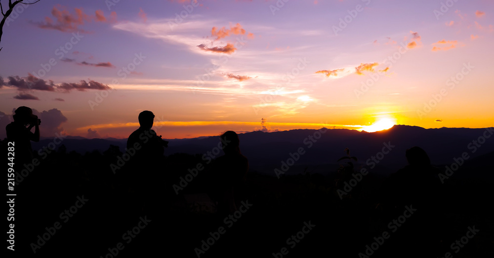 Scenic View Of Silhouette Mountains Against Sky At Sunset in Chiang Mai Thailand.