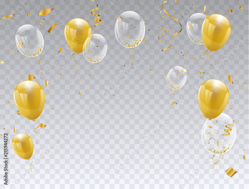 gold balloons isolated. Celebration party banner.