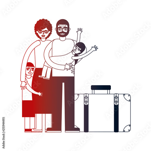 grandparents and grandchild with travel suitcase
