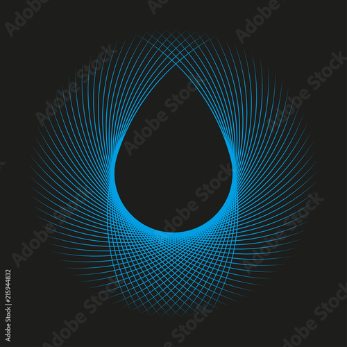 abstract graphic symbols with curved nest in blue on black