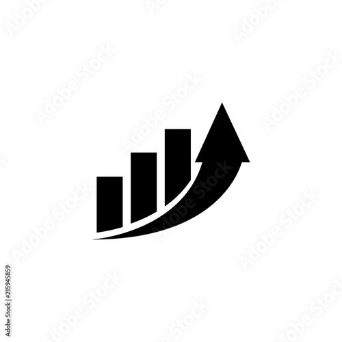 Increase Profit Graph, Growing Arrow. Flat Vector Icon illustration. Simple black symbol on white background. ncrease Profit Graph, Growing Arrow sign design template for web and mobile UI element