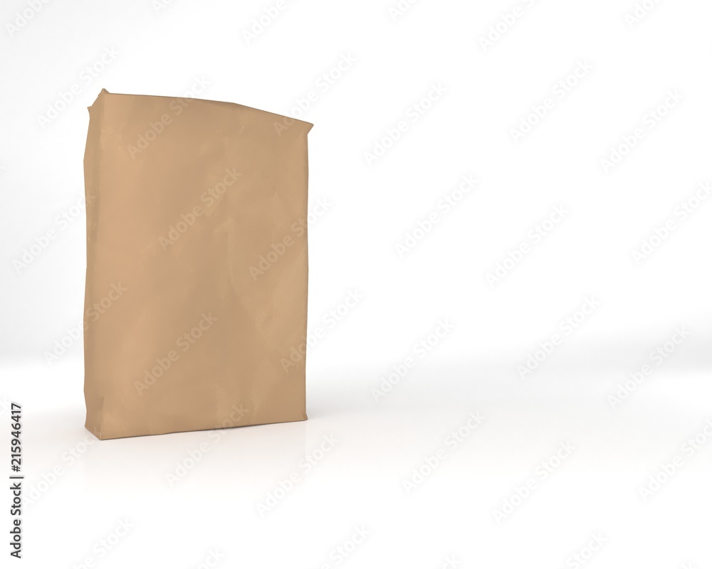 3d rendering of a brown sack of cement on background 3d rendering of a brown sack of cement on background