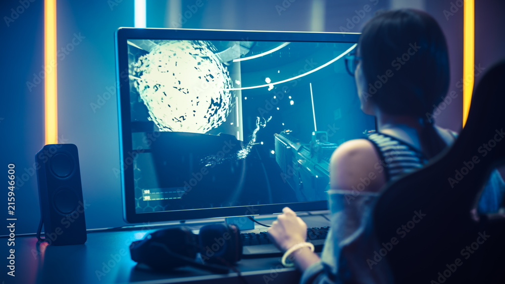 Gamer Girl Seating in Front of the Computer Playing Online Game, People  Stock Footage ft. adult & athome - Envato Elements