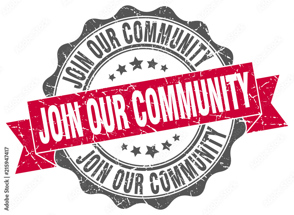 Obraz premium join our community stamp. sign. seal
