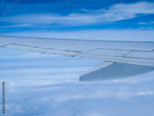 Aircraft wing from window.
