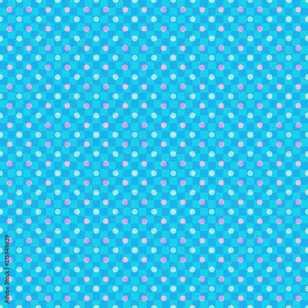 Seamless multicolored pattern with dots. Checkered background. Abstract geometric wallpaper of the surface. Bright colors. Print for polygraphy, posters, t-shirts and textiles. Doodle for design