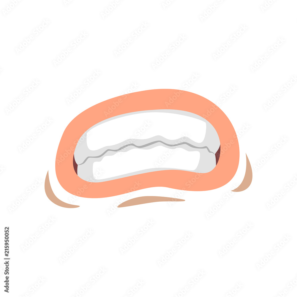 Female mouth with clenched teeth, emotional lips of young woman vector Illustration on a white background Female mouth with clenched teeth, emotional lips of young woman vector Illustration on a white background