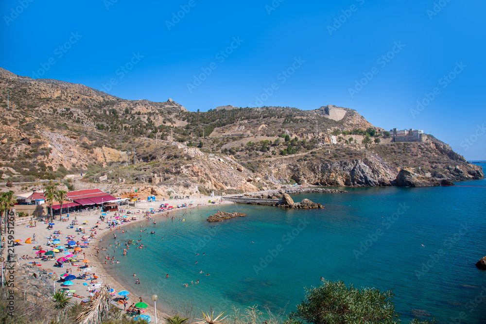 sandy beach in a picturesque Bay