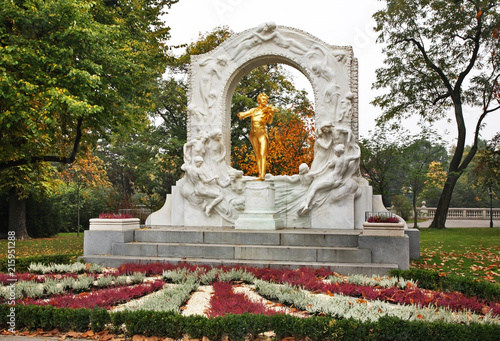 Monument to Johann Strauss in Stadtpark. Vienna. Austria