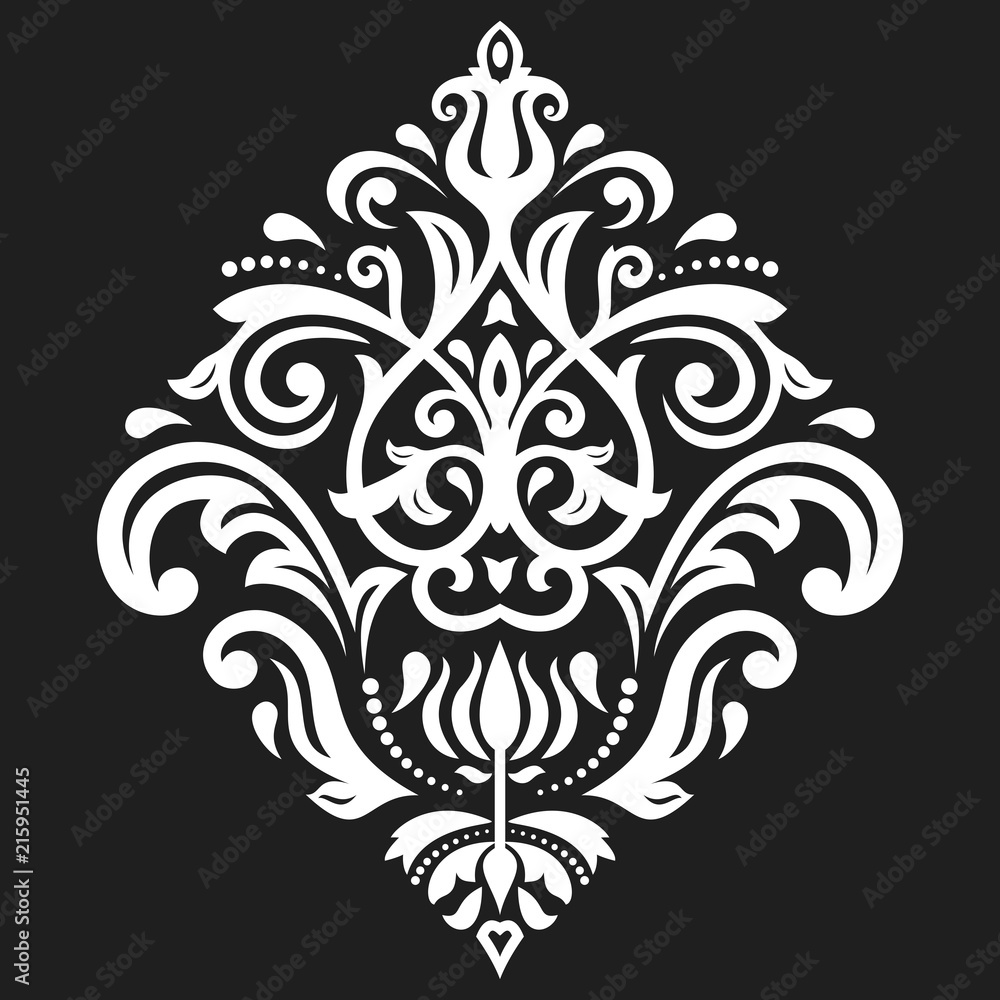 Elegant vintage vector white ornament in classic style. Abstract traditional pattern with oriental elements. Classic vintage pattern