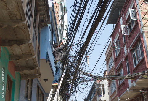 Electrician assembling wires in Kathmandu