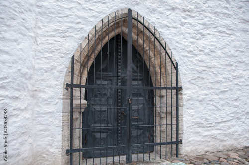 Old door with iron gate