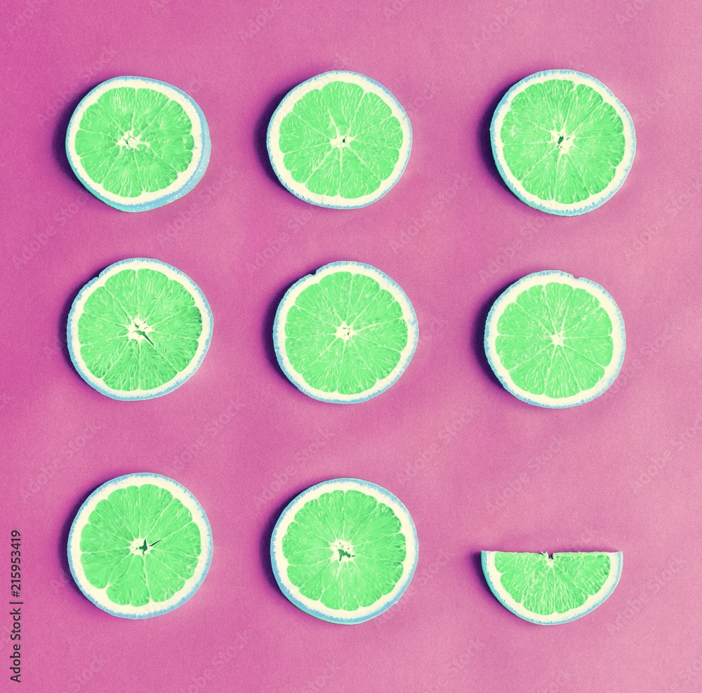 Aerial view of colorful citrus slices