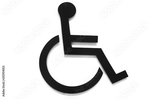 wheelchair symbol for disabled person in black and white