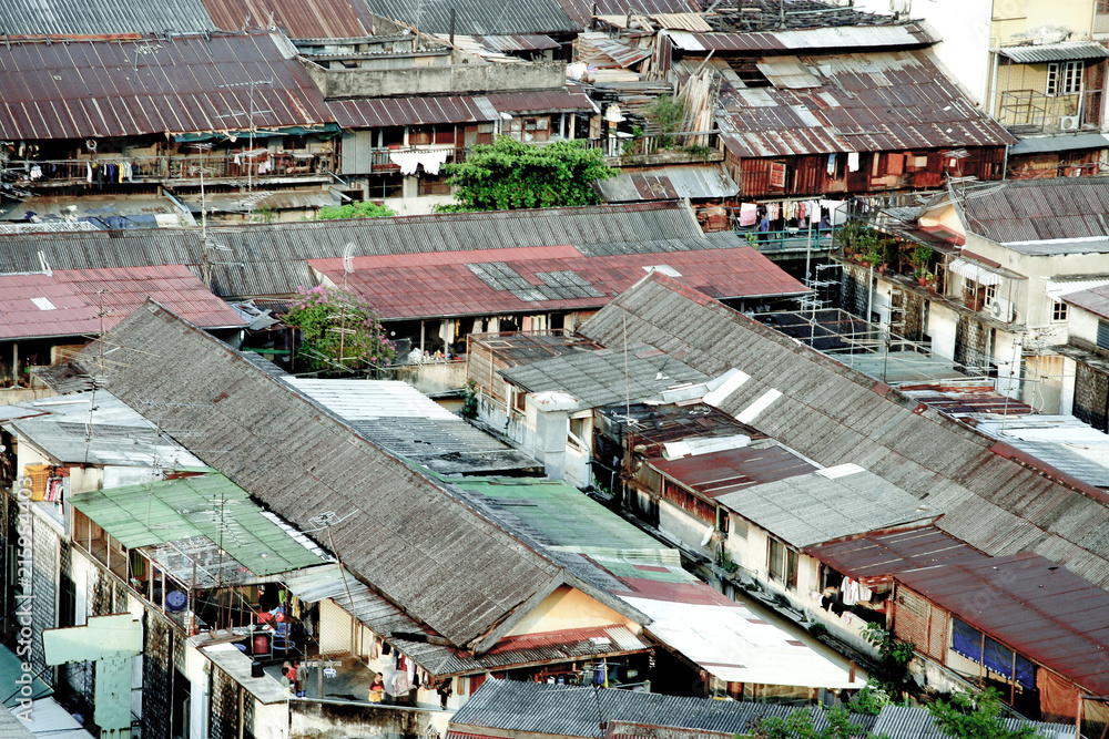 slum at river Chao Phraya in Bangkok