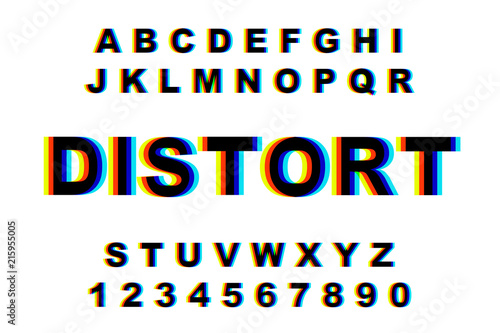 Vector distorted glitch font
