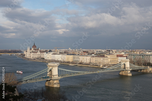 Budapest. Dunaj. Hungary, a city landscape, a look with top