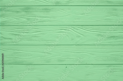 Green painted wood board texture and background. Mint color.