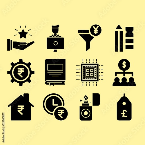 Pencil, price tag and time is money related premium icon set photo