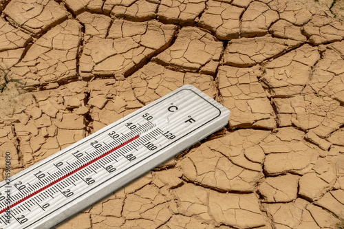 Dry soil at 40 degrees heat