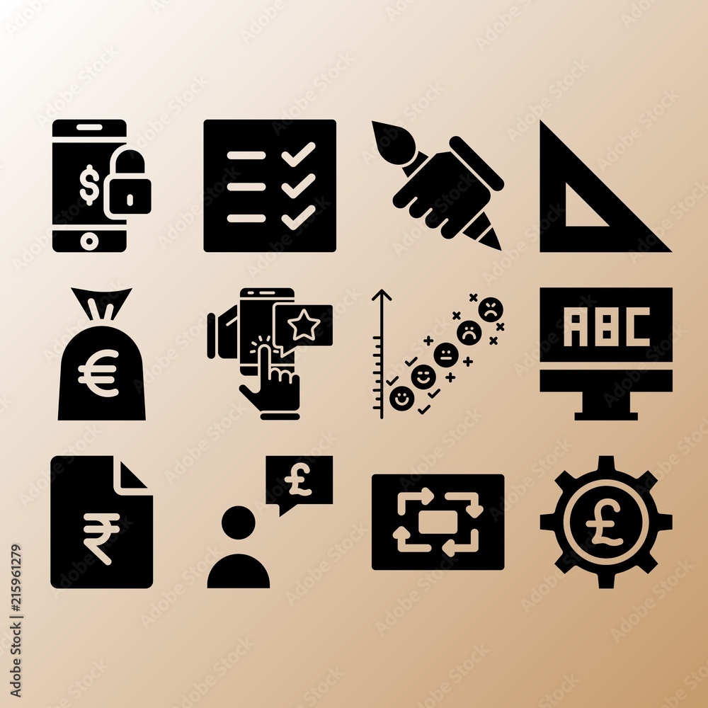 Computer, list and project management related premium icon set Computer, list and project management related premium icon set