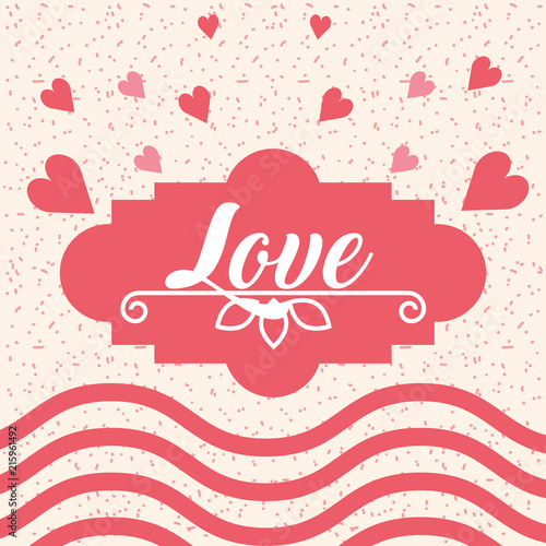 love hearts retro vintage card vector illustration