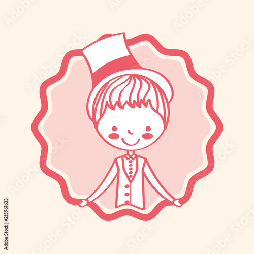 cartoon character groom wedding label vector illustration