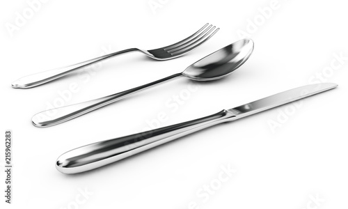 3d rendering of fork on white background