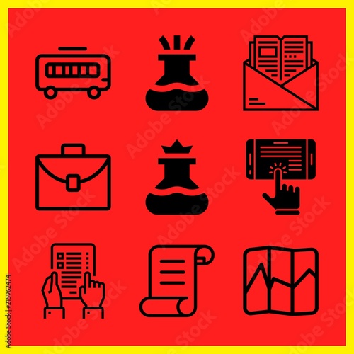 Simple 9 icon set of edication related legal paper, flask, ebook and book vector icons. Collection Illustration