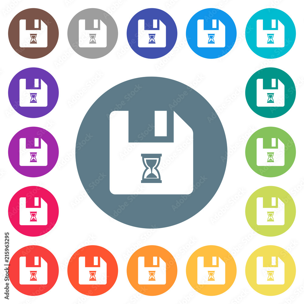 File waiting flat white icons on round color backgrounds File waiting flat white icons on round color backgrounds