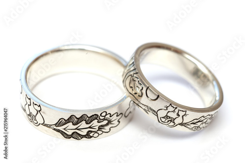 Wallpaper Mural Silver engagement rings with engraving according to the author's sketch. Torontodigital.ca