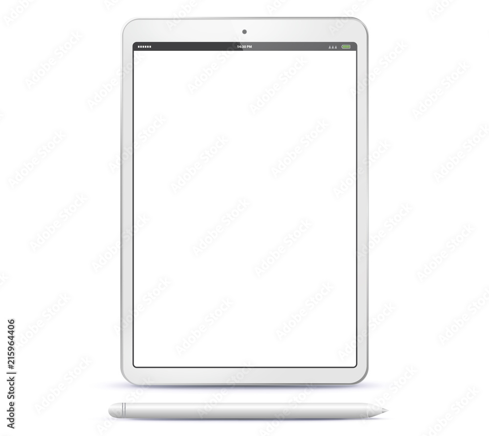 Tablet Computer and Pen Vector Illustration Tablet Computer and Pen Vector Illustration