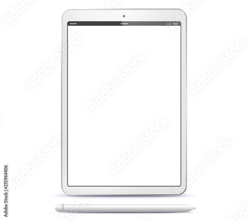 Tablet Computer and Pen Vector Illustration