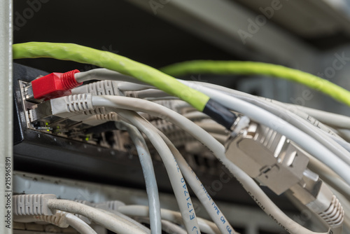 network connections with patch cable - close-up